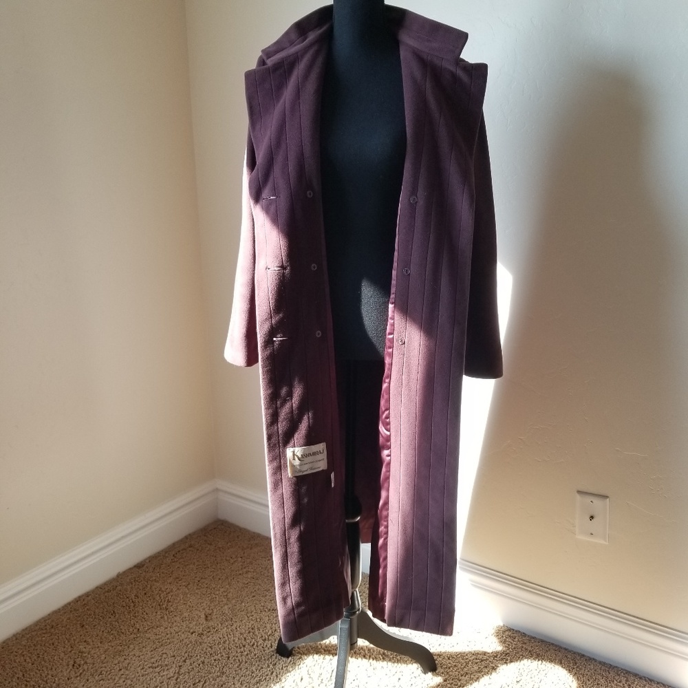 VTG KASHMIRAJ - manmade cashmere trench coat sz M
